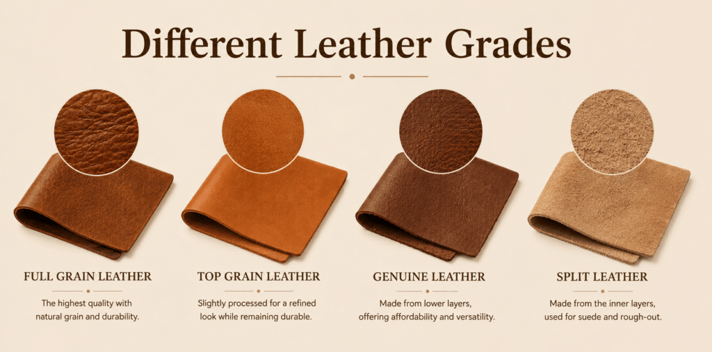 Different leather grades and how do they affect the final output